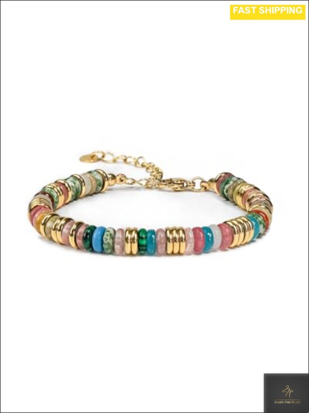 18K Gold Plated Stone Beaded Bracelet Set Stackable Boho Jewelry Gift